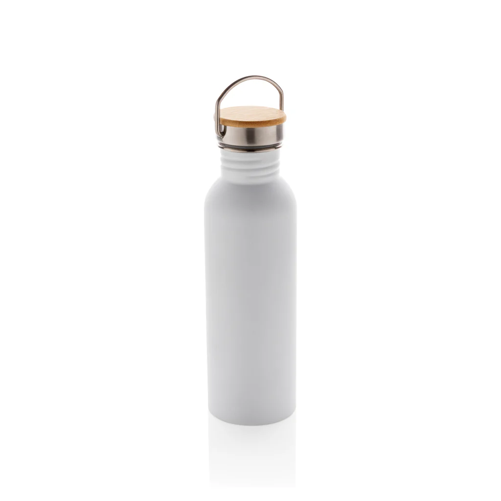 Modern stainless steel bottle with bamboo lid - Image 3