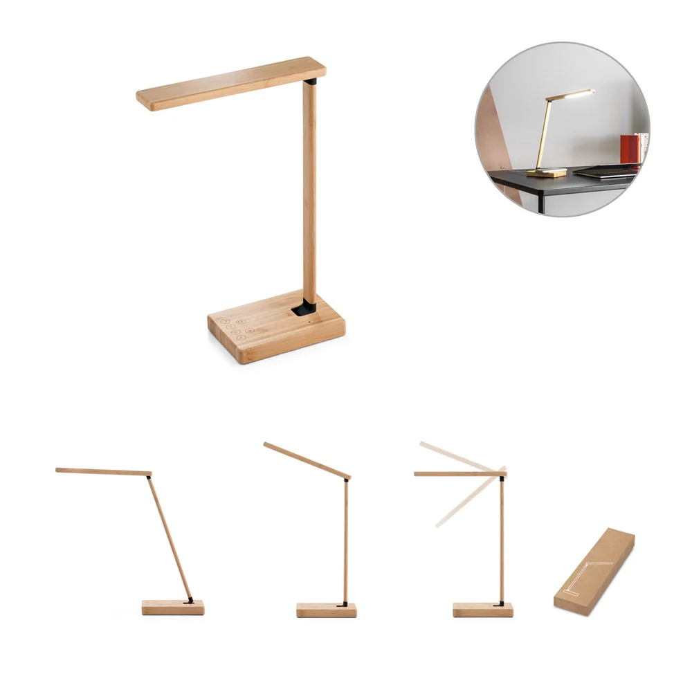 MOREY. Bamboo folding table lamp with wireless charger - Image 2
