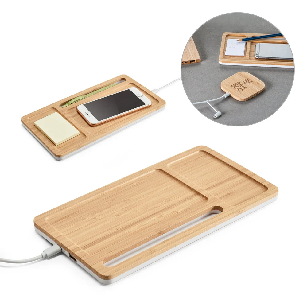 MOTT. Bamboo desk organizer with wireless charger - Image 3