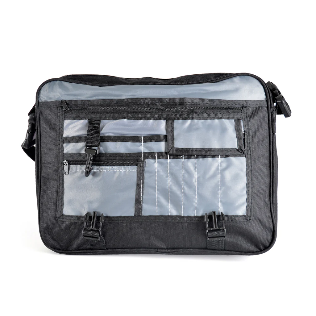 Nelson Satchel 600D Black laptop bag with flap and shoulder strap 15.6" Black - Image 3