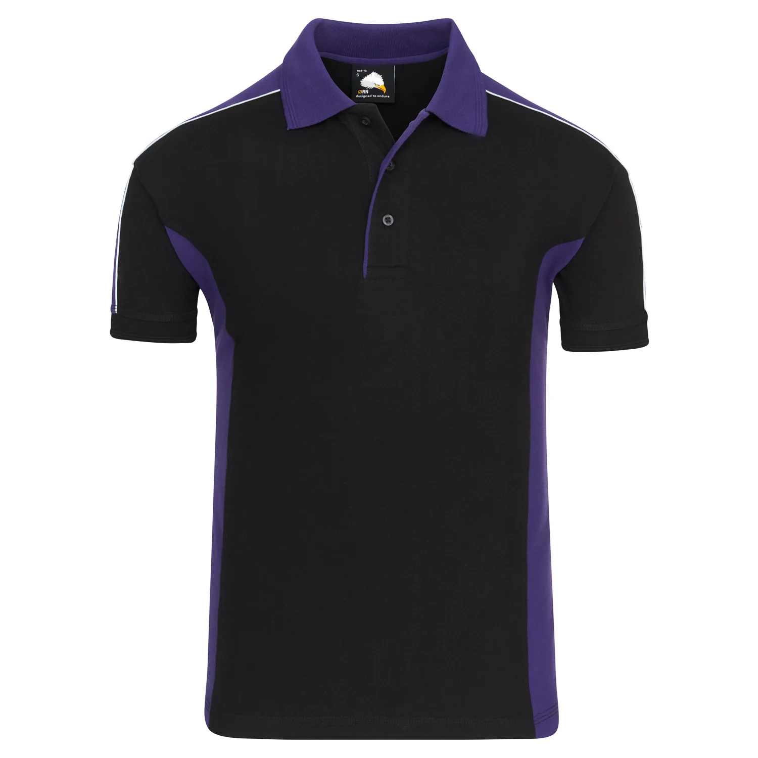 Orn Avocet Two Tone Poloshirt Black/Purple - Image 5