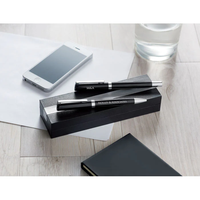 Pen and roller set in paper box Black - Image 4