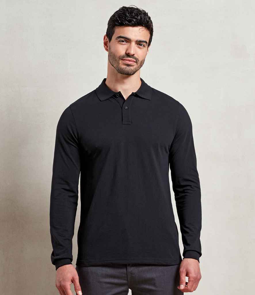 Premier Essential Unisex Long Sleeve Polo Shirt - Image 4