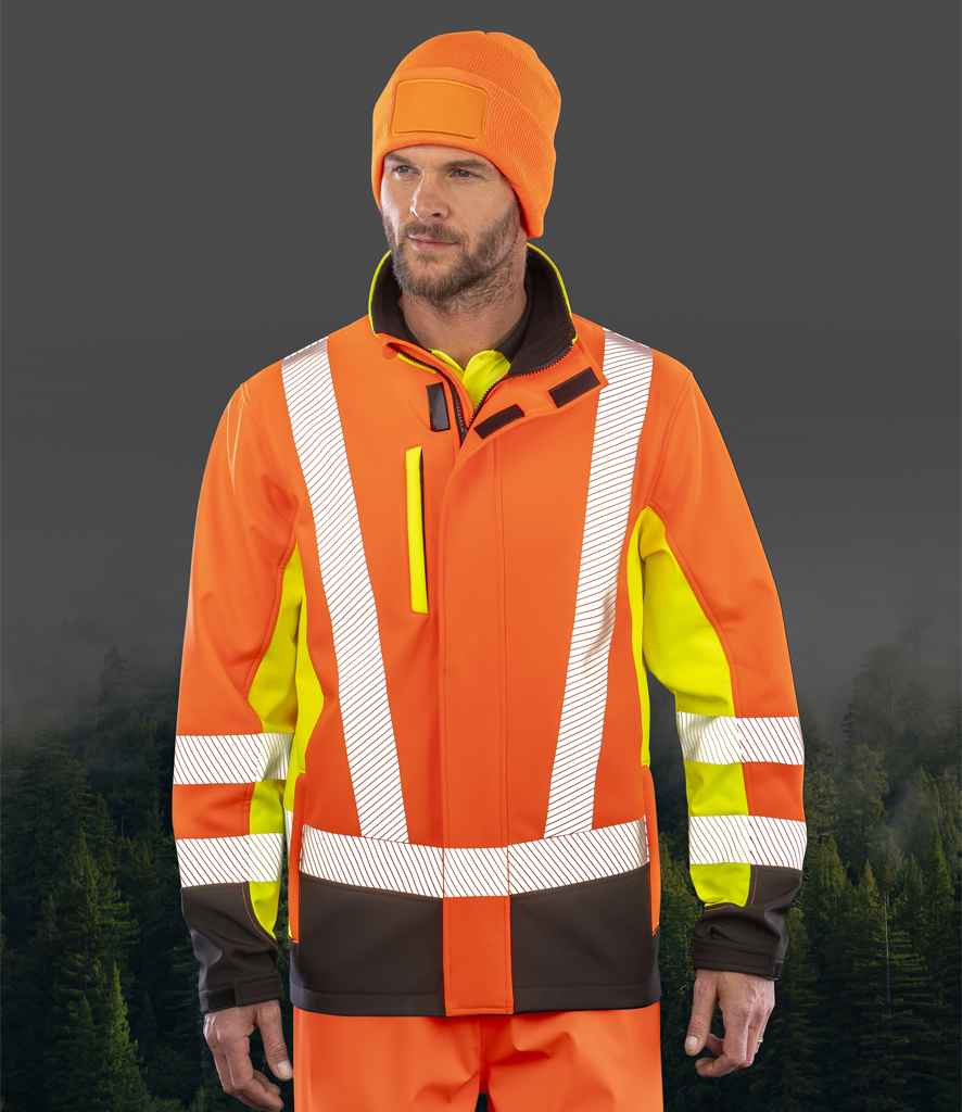 Result Recycled Three Layer Printable 3-Tone Safety Soft Shell Jacket - Image 3