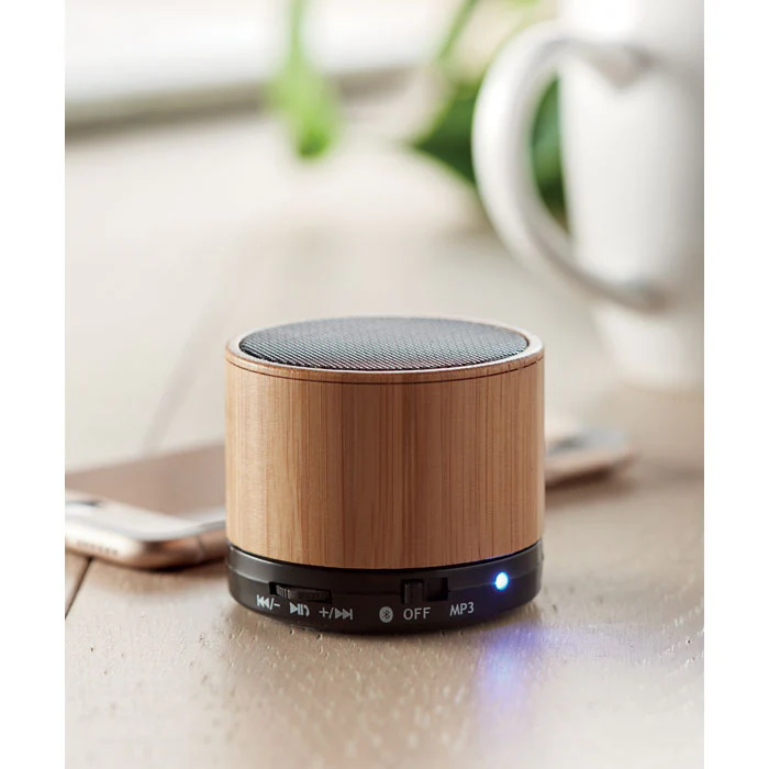 Round bamboo wireless speaker - Image 8