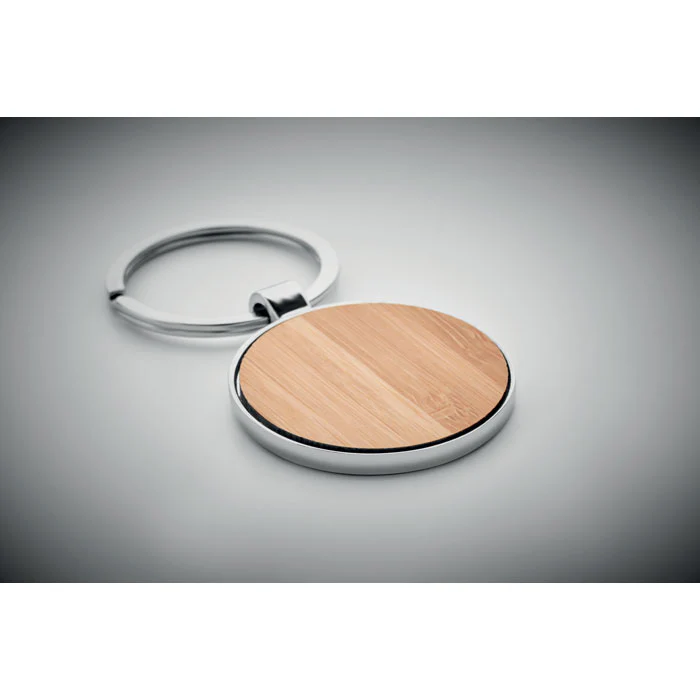 Round key ring metal bamboo