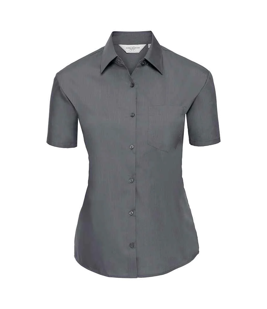 Russell Collection Ladies Short Sleeve Easy Care Poplin Shirt - Image 5