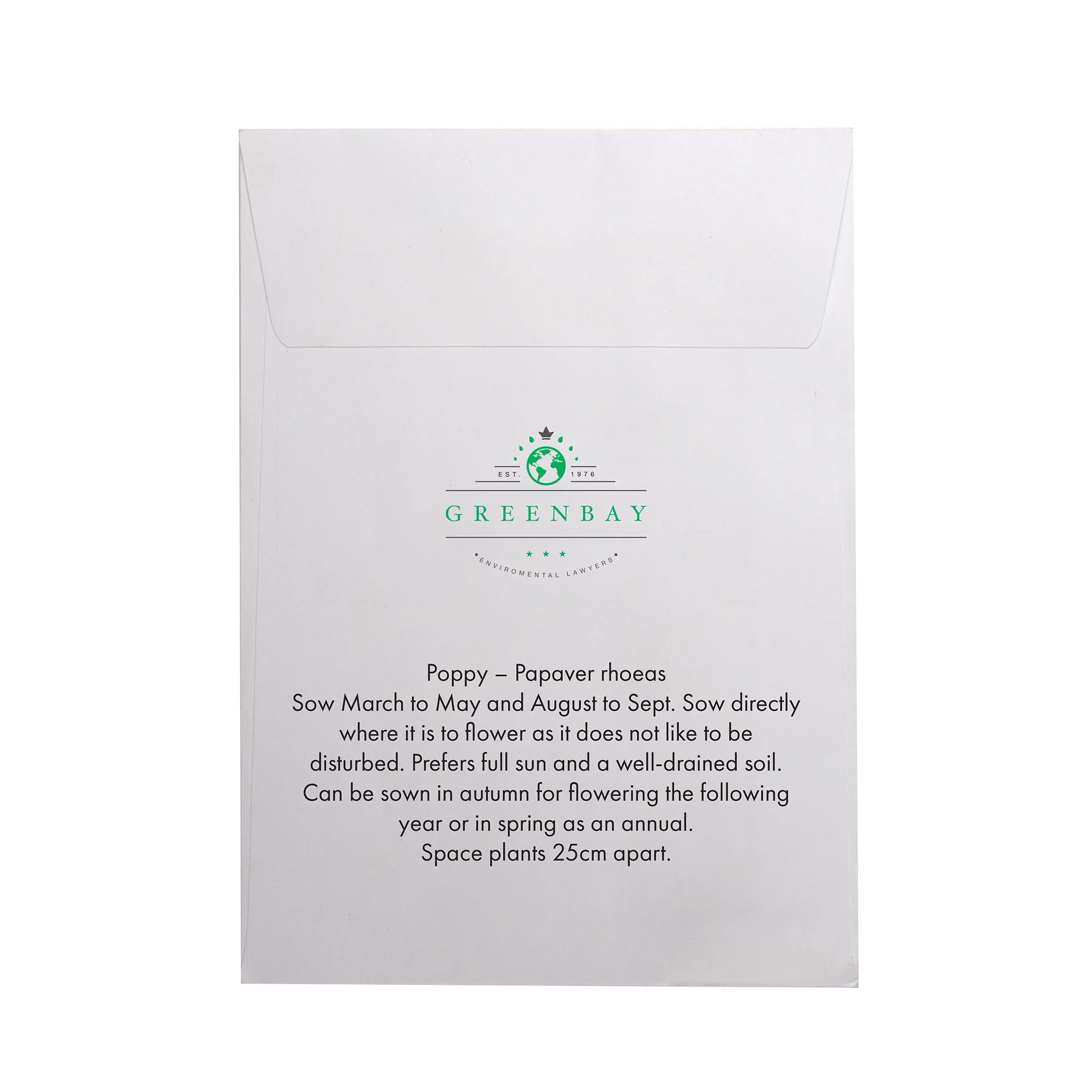 Seed Pack in White Paper Envelope Poppy - Image 3