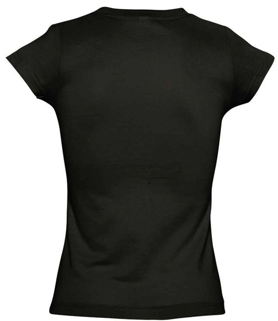 SOL'S Ladies Moon V Neck T-Shirt Deep Black - Image 3
