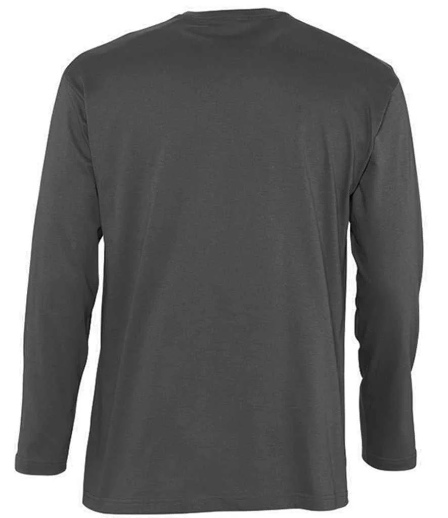 SOL'S Monarch Long Sleeve T-Shirt Dark Grey - Image 3