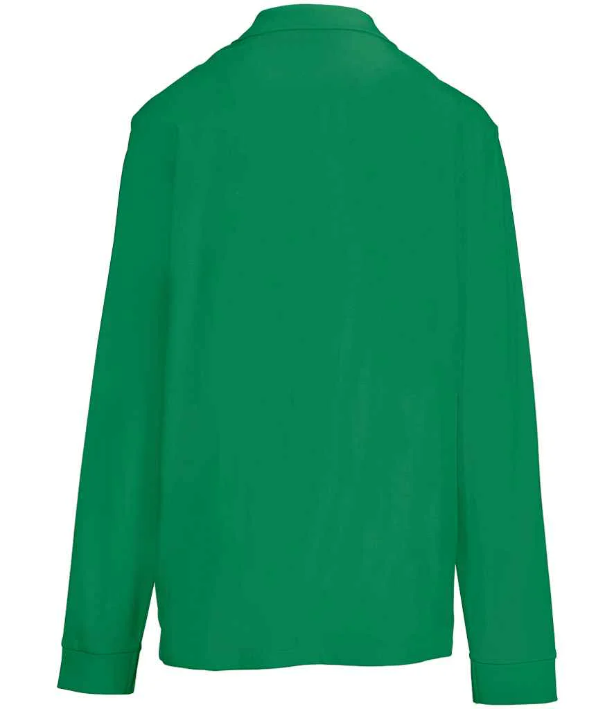 SOL'S Unisex Pacific Long Sleeve Piqué Polo Shirt Kelly Green - Image 3