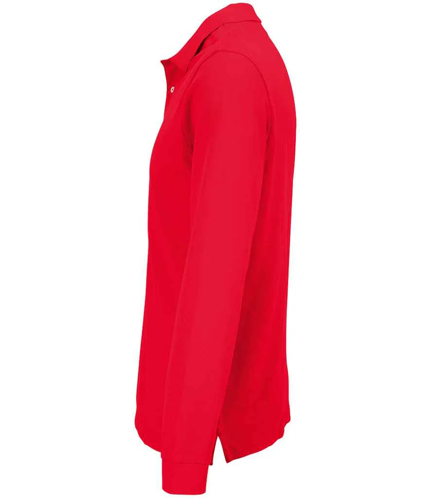SOL'S Unisex Pacific Long Sleeve Piqué Polo Shirt Red - Image 2
