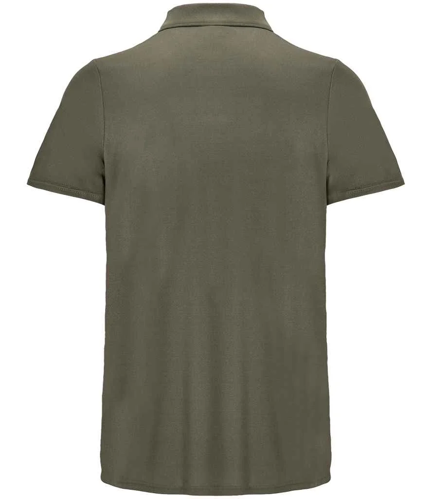 SOL'S Unisex Pitcher Recycled Polyester Piqué Polo Shirt Army - Image 3