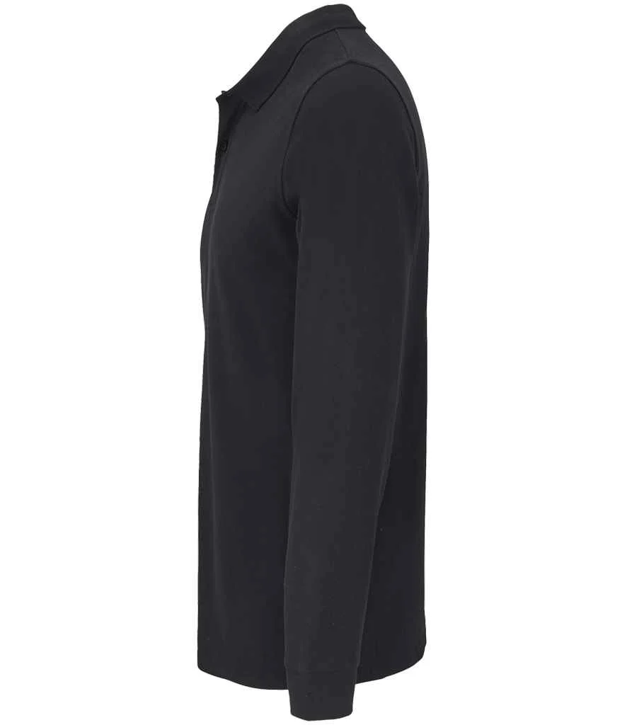 SOL'S Unisex Planet Long Sleeve Piqué Polo Shirt Black - Image 2