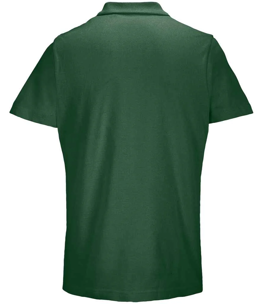 SOL'S Unisex Pulse Twin Piqué Polo Shirt Bottle Green - Image 3