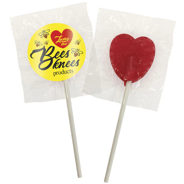 Strawberry Flavoured Heart Shaped Lollipops.
