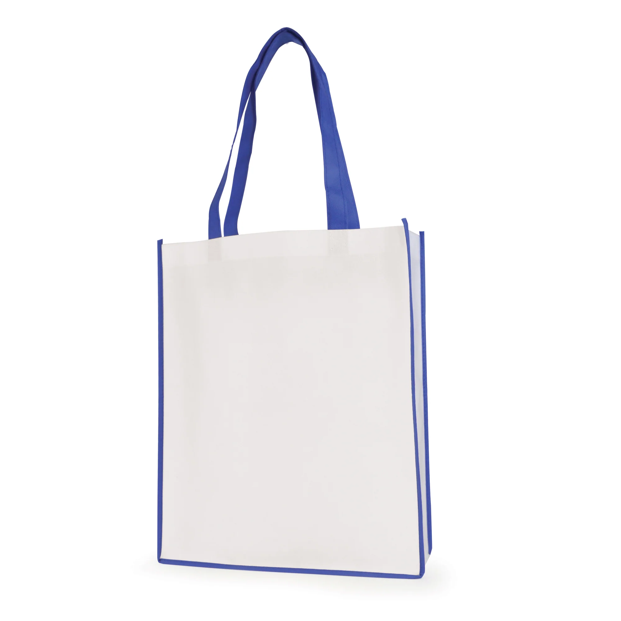 White non woven PP shopper with coloured piping trim and handles - Image 6