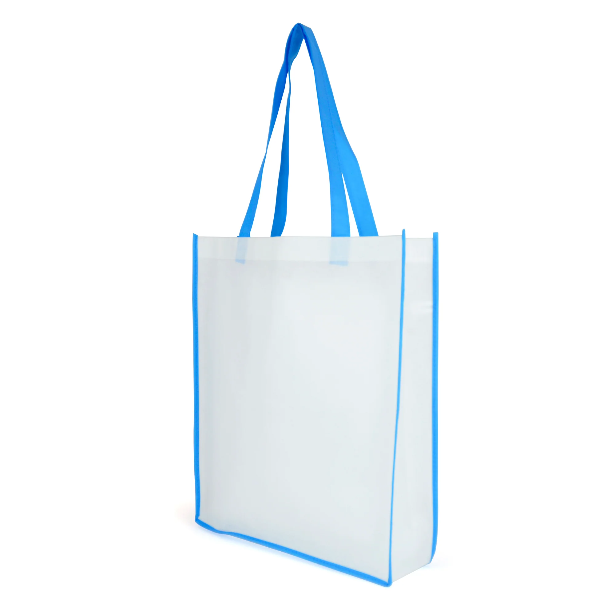 White non woven PP shopper with coloured piping trim and handles - Image 8