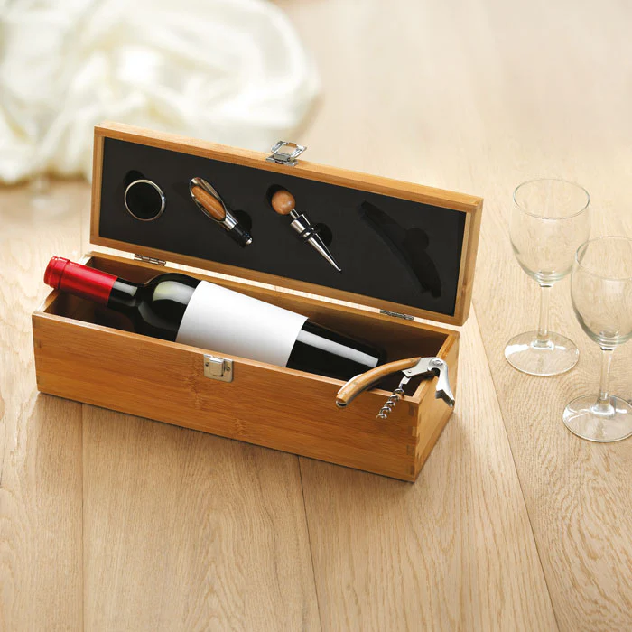Wine set in bamboo box - Image 5